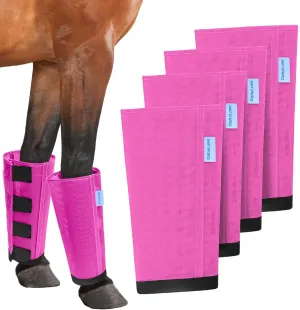 Mesh Horse Fly Boots Set of 4, Loose Fitting Leggings for Horses, Reduce Stressful Stomping, Breathable Adjustable and Universal Fit for 4 Legs, Reliable Stay Put (Pink)