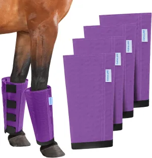 Mesh Horse Fly Boots Set of 4, Loose Fitting Leggings for Horses, Reduce Stressful Stomping, Breathable Adjustable and Universal Fit for 4 Legs, Reliable Stay Put (Purple)