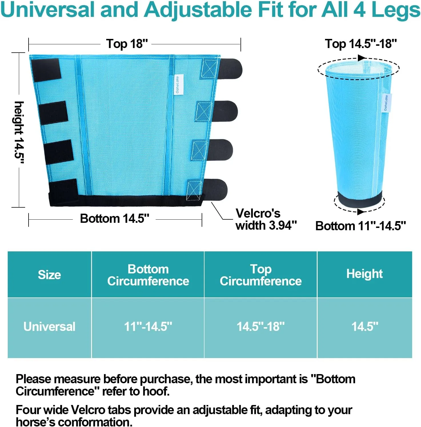 Mesh Horse Fly Boots Set of 4, Loose Fitting Leggings for Horses, Reduce Stressful Stomping, Breathable Adjustable and Universal Fit for 4 Legs, Reliable Stay Put (Sky Blue)