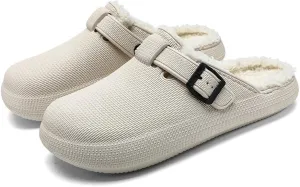 MGGMOKAY Unisex Winter Garden Shoes Fur Lined Clogs Warm House Slippers Indoor Outdoor Mules