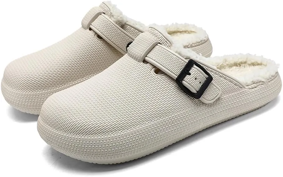 MGGMOKAY Unisex Winter Garden Shoes Fur Lined Clogs Warm House Slippers Indoor Outdoor Mules