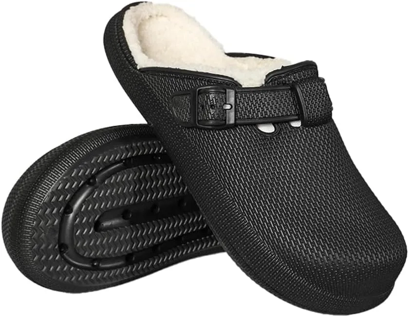 MGGMOKAY Unisex Winter Garden Shoes Fur Lined Clogs Warm House Slippers Indoor Outdoor Mules