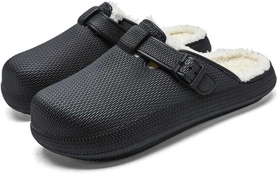 MGGMOKAY Unisex Winter Garden Shoes Fur Lined Clogs Warm House Slippers Indoor Outdoor Mules