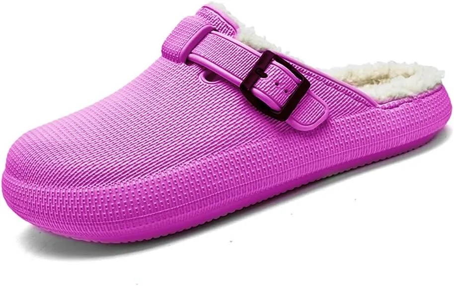 MGGMOKAY Unisex Winter Garden Shoes Fur Lined Clogs Warm House Slippers Indoor Outdoor Mules