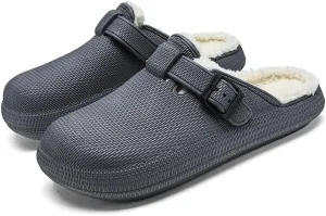 MGGMOKAY Unisex Winter Garden Shoes Fur Lined Clogs Warm House Slippers Indoor Outdoor Mules