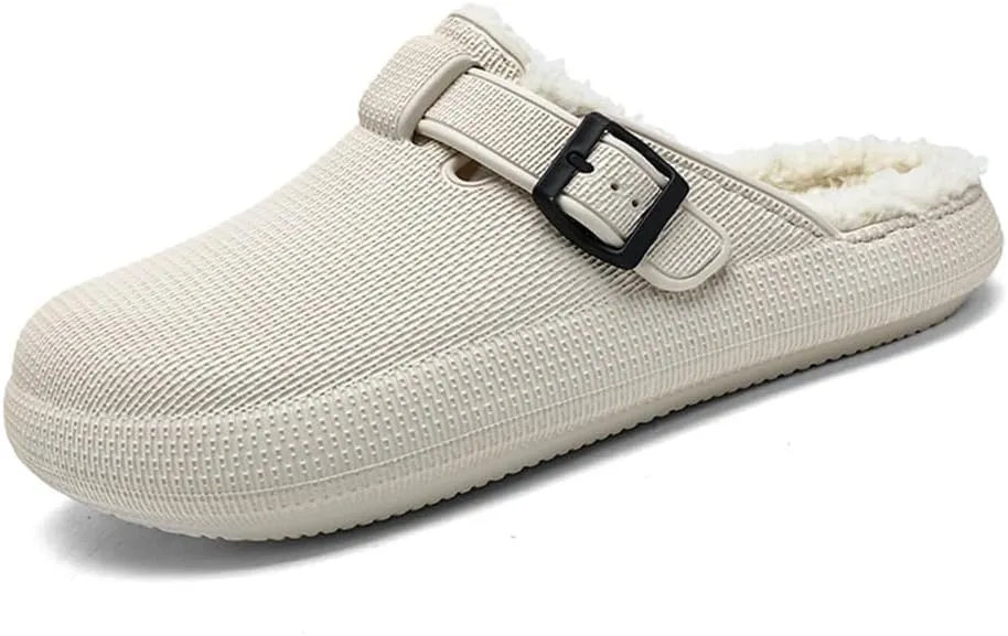 MGGMOKAY Unisex Winter Garden Shoes Fur Lined Clogs Warm House Slippers Indoor Outdoor Mules