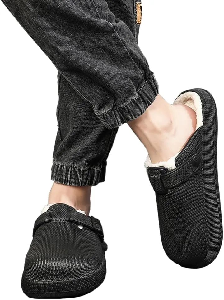 MGGMOKAY Unisex Winter Garden Shoes Fur Lined Clogs Warm House Slippers Indoor Outdoor Mules