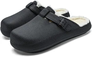 MGGMOKAY Unisex Winter Garden Shoes Fur Lined Clogs Warm House Slippers Indoor Outdoor Mules
