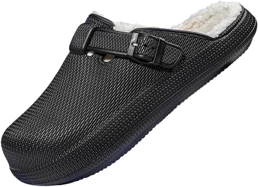 MGGMOKAY Unisex Winter Garden Shoes Fur Lined Clogs Warm House Slippers Indoor Outdoor Mules