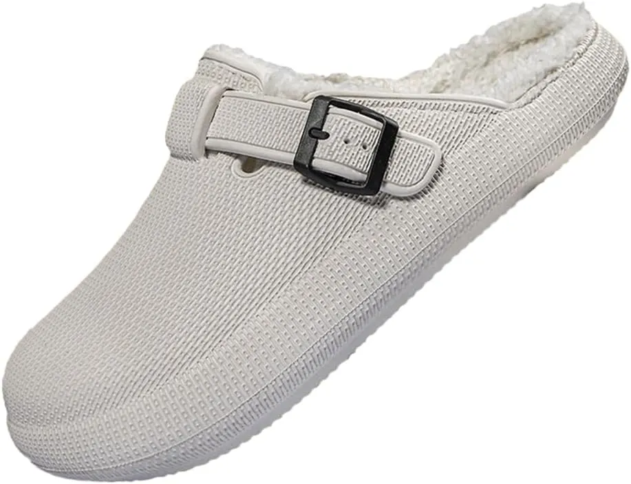 MGGMOKAY Unisex Winter Garden Shoes Fur Lined Clogs Warm House Slippers Indoor Outdoor Mules
