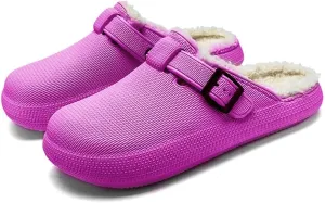 MGGMOKAY Unisex Winter Garden Shoes Fur Lined Clogs Warm House Slippers Indoor Outdoor Mules