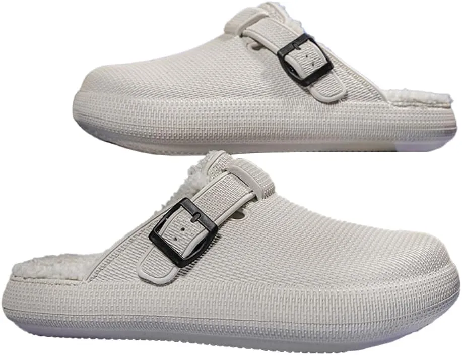MGGMOKAY Unisex Winter Garden Shoes Fur Lined Clogs Warm House Slippers Indoor Outdoor Mules
