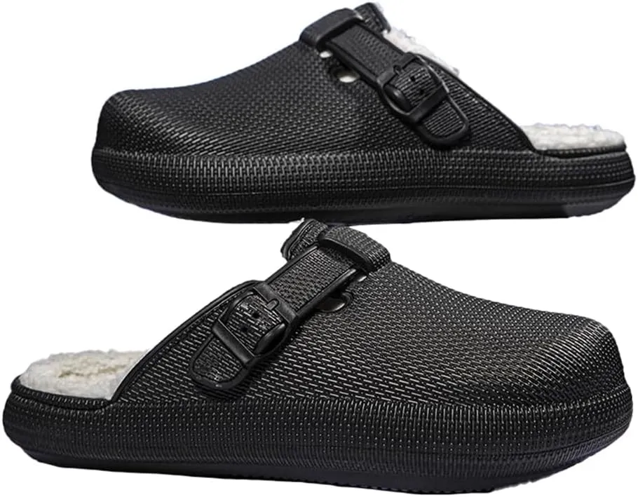 MGGMOKAY Unisex Winter Garden Shoes Fur Lined Clogs Warm House Slippers Indoor Outdoor Mules