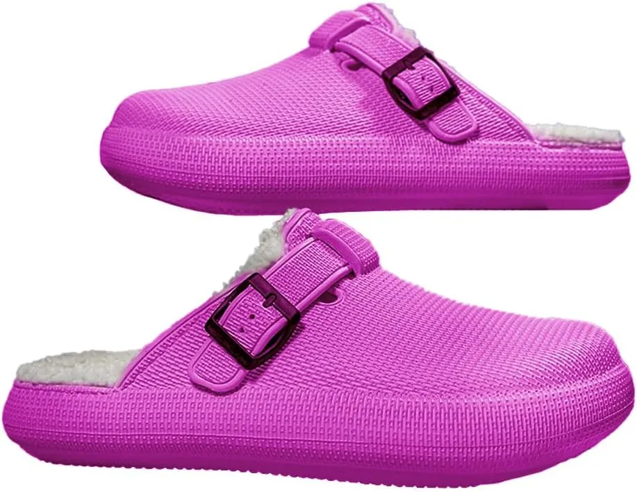 MGGMOKAY Unisex Winter Garden Shoes Fur Lined Clogs Warm House Slippers Indoor Outdoor Mules