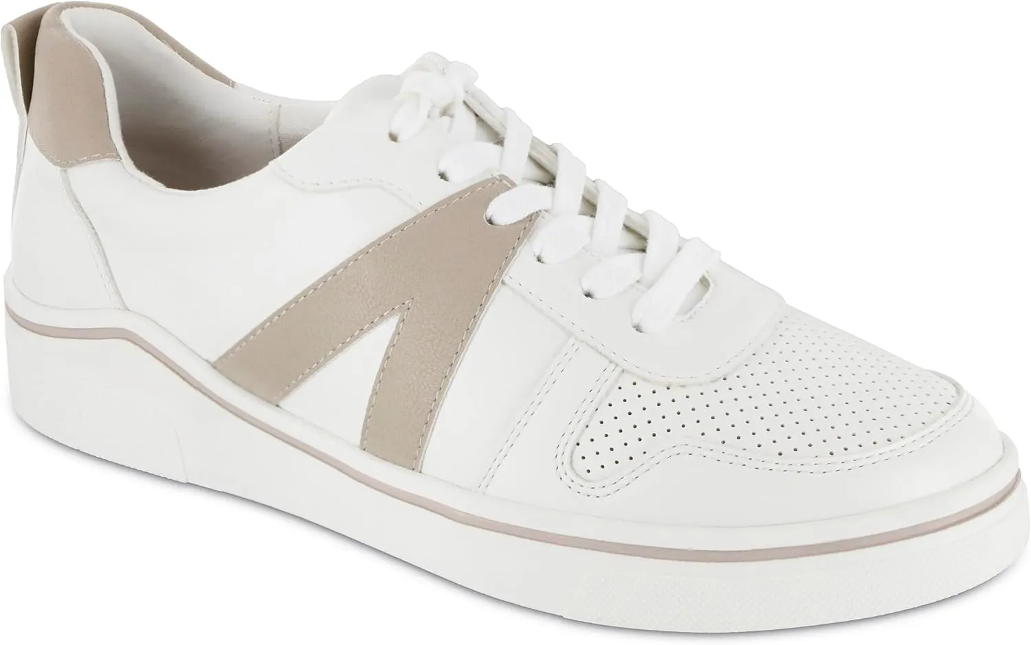 MIA Womens Alta Perforated Lace Up Sneakers Shoes Casual - Beige, Off White - Size 8.5 M
