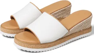 mikarka Slip On Wedge Sandals for Women, Open Toe Resort Platform Sandals Comfortable Beach Sandals Slide Espadrilles Wedges Dressy Summer Sandals Mules