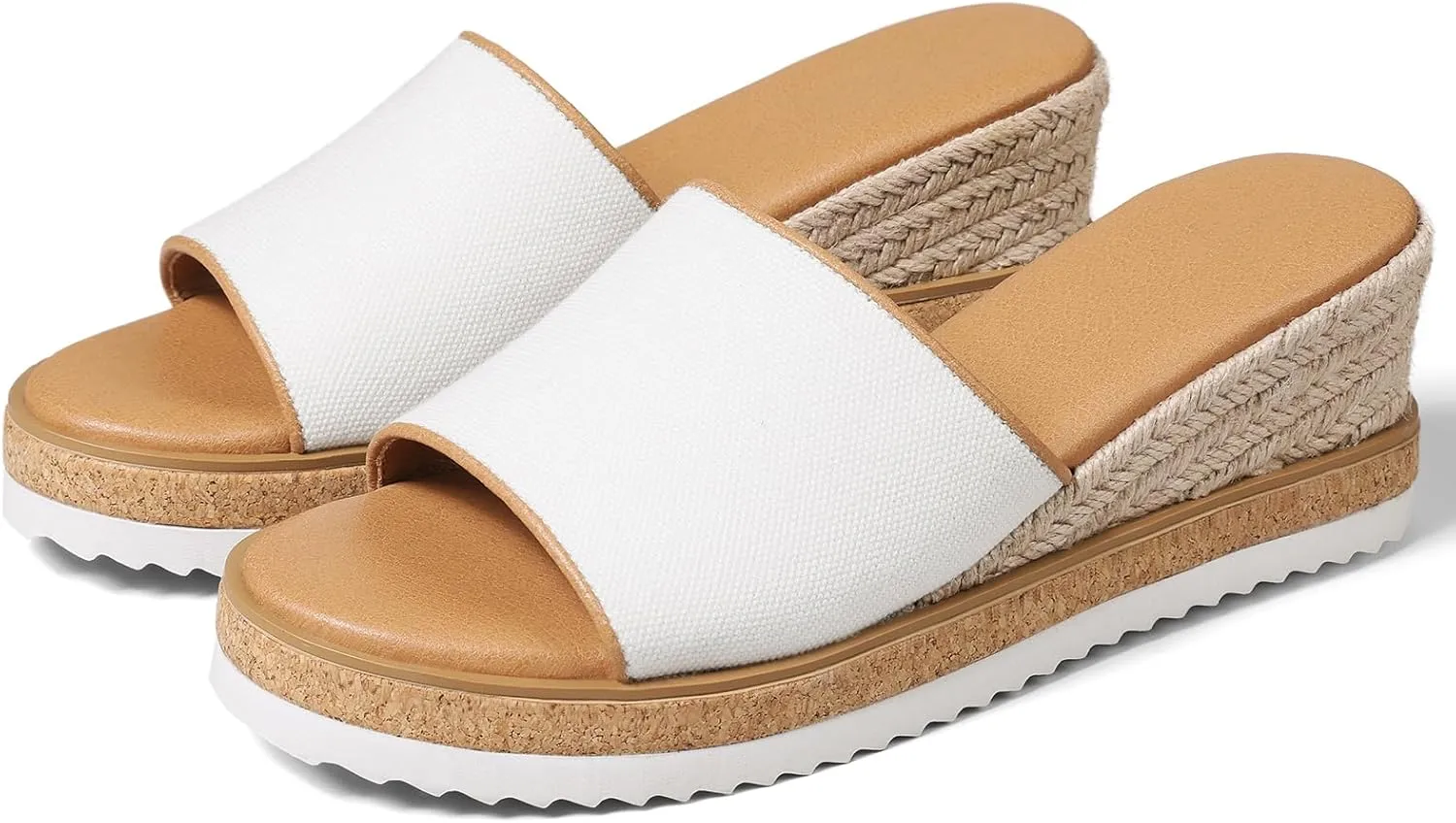 mikarka Slip On Wedge Sandals for Women, Open Toe Resort Platform Sandals Comfortable Beach Sandals Slide Espadrilles Wedges Dressy Summer Sandals Mules