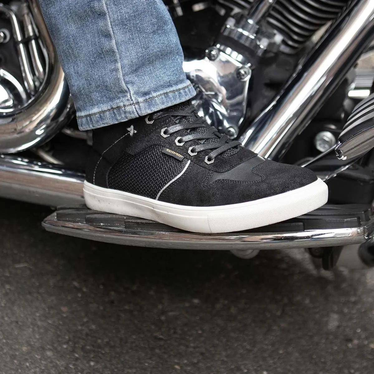 Milwaukee Leather MBM9151 Men's Black Suede and Leather Reinforced Street Riding Waterproof Shoes w/Ankle Support - 12
