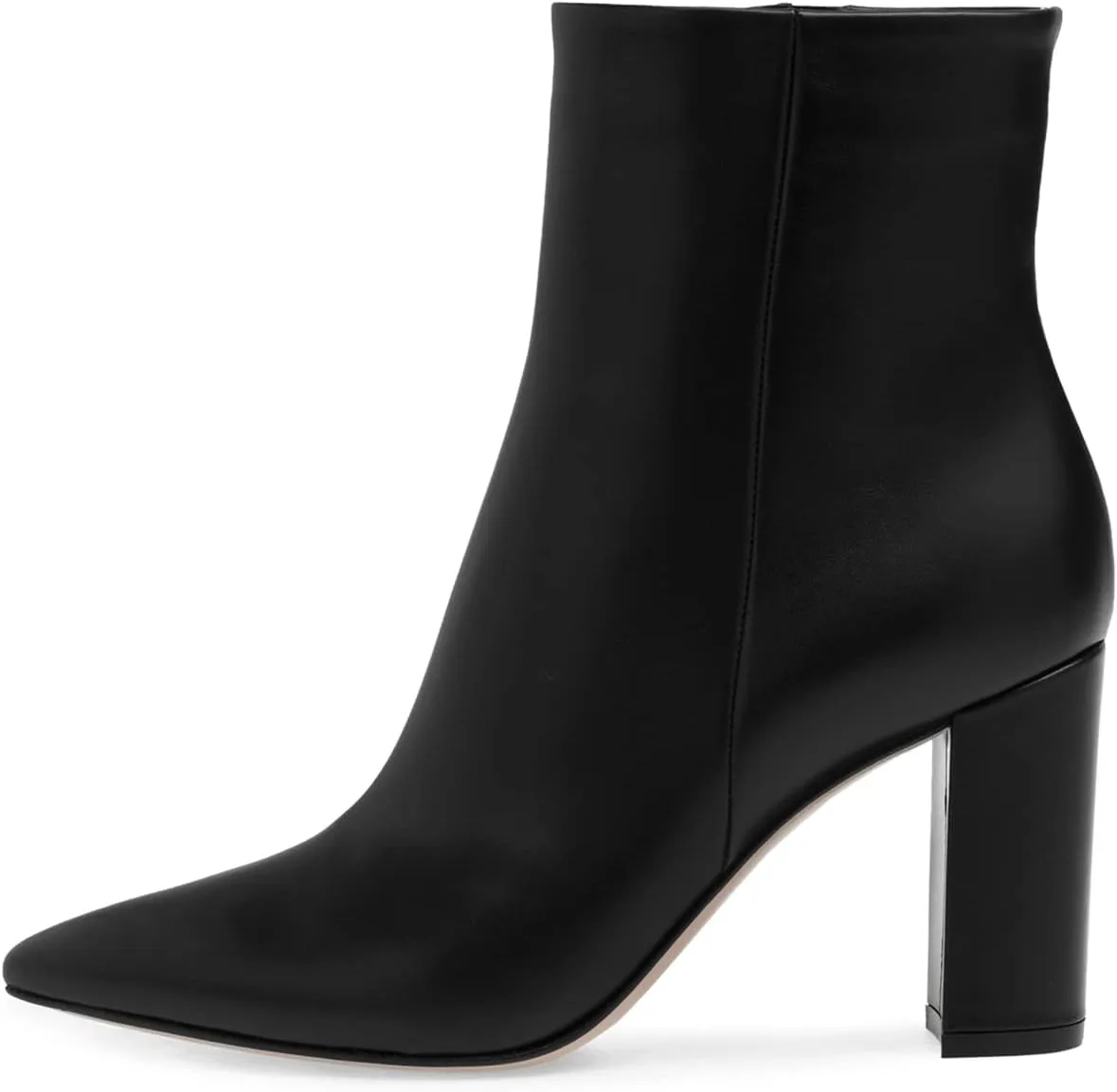 MIRAAZZURRA Women Ankle Booties Block High Heel Pointy Toe Boots Black Casual Zipper Booties for Women