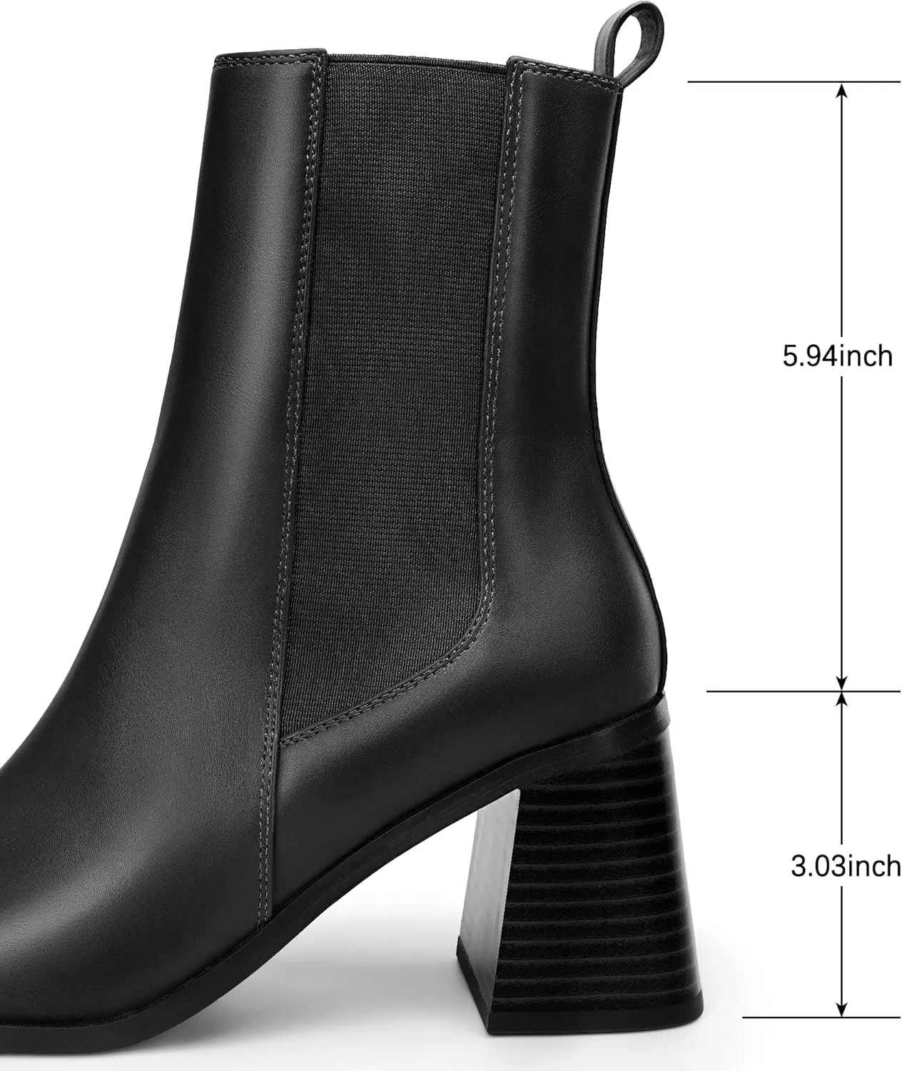 MIXIN Womens Chelsea Ankle Boots Fashion Tall Shaft Low Chunky Block Heel Pointed Toe Fall Winter Heeled Booties Shoes