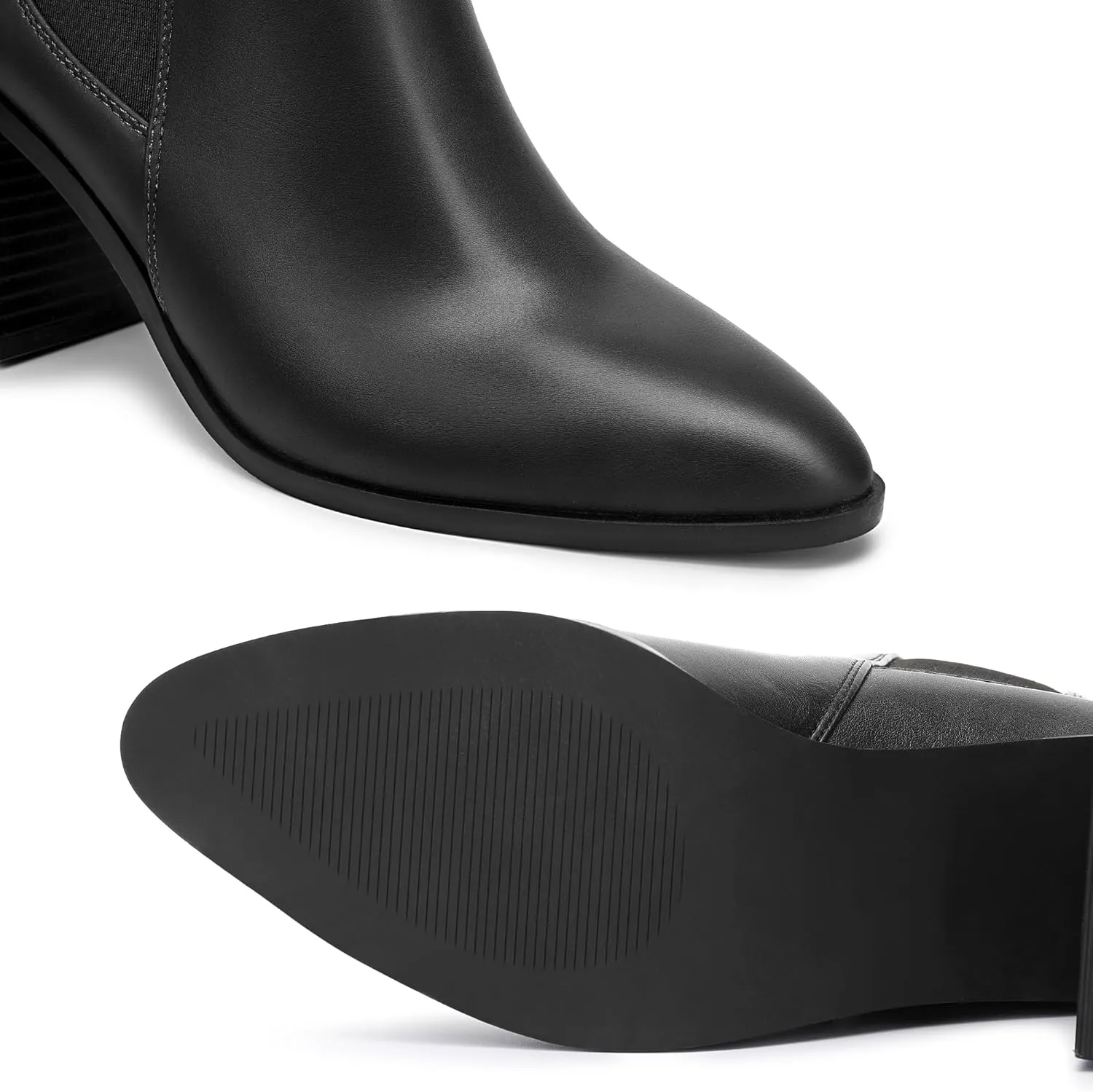 MIXIN Womens Chelsea Ankle Boots Fashion Tall Shaft Low Chunky Block Heel Pointed Toe Fall Winter Heeled Booties Shoes