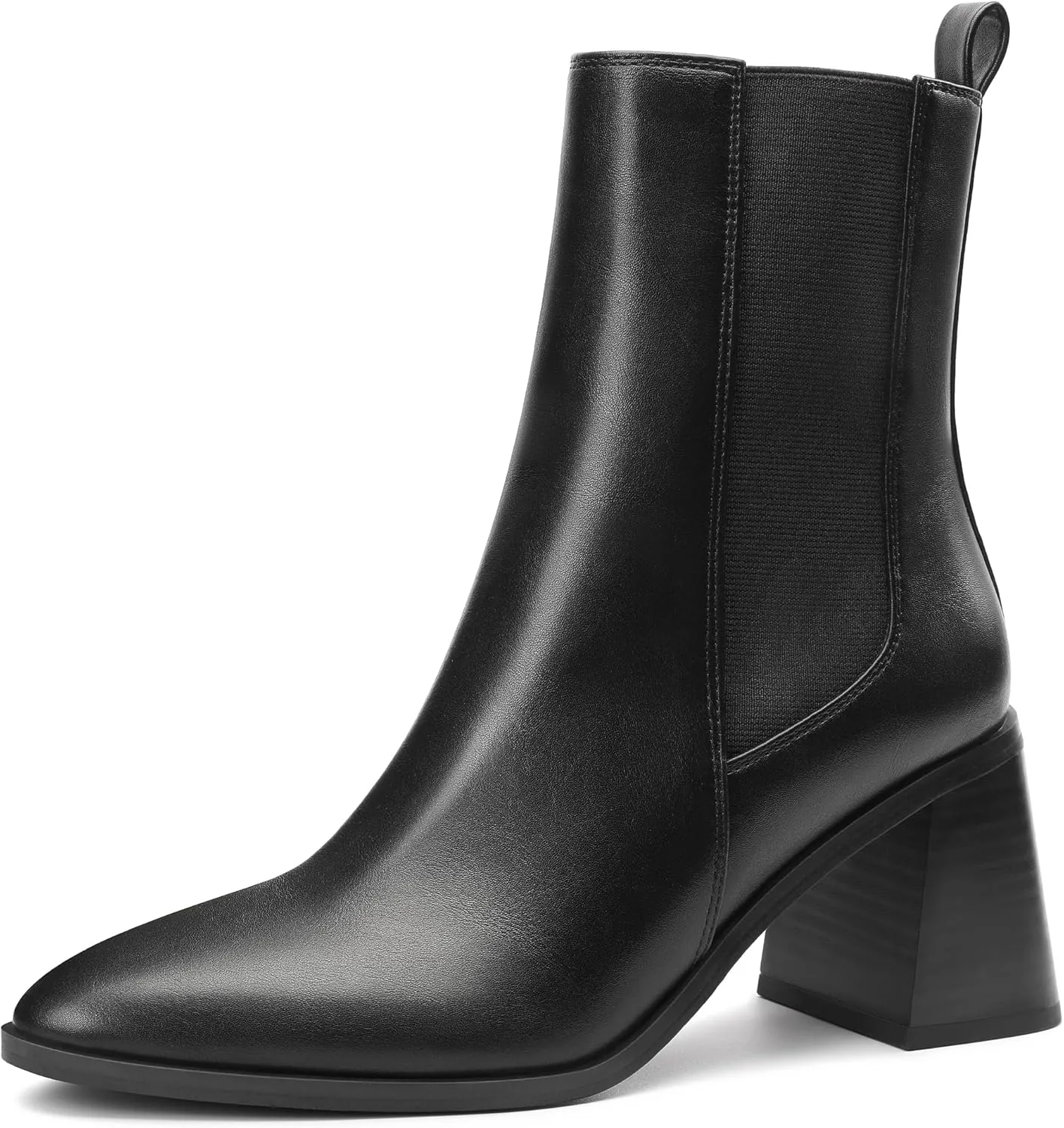 MIXIN Womens Chelsea Ankle Boots Fashion Tall Shaft Low Chunky Block Heel Pointed Toe Fall Winter Heeled Booties Shoes