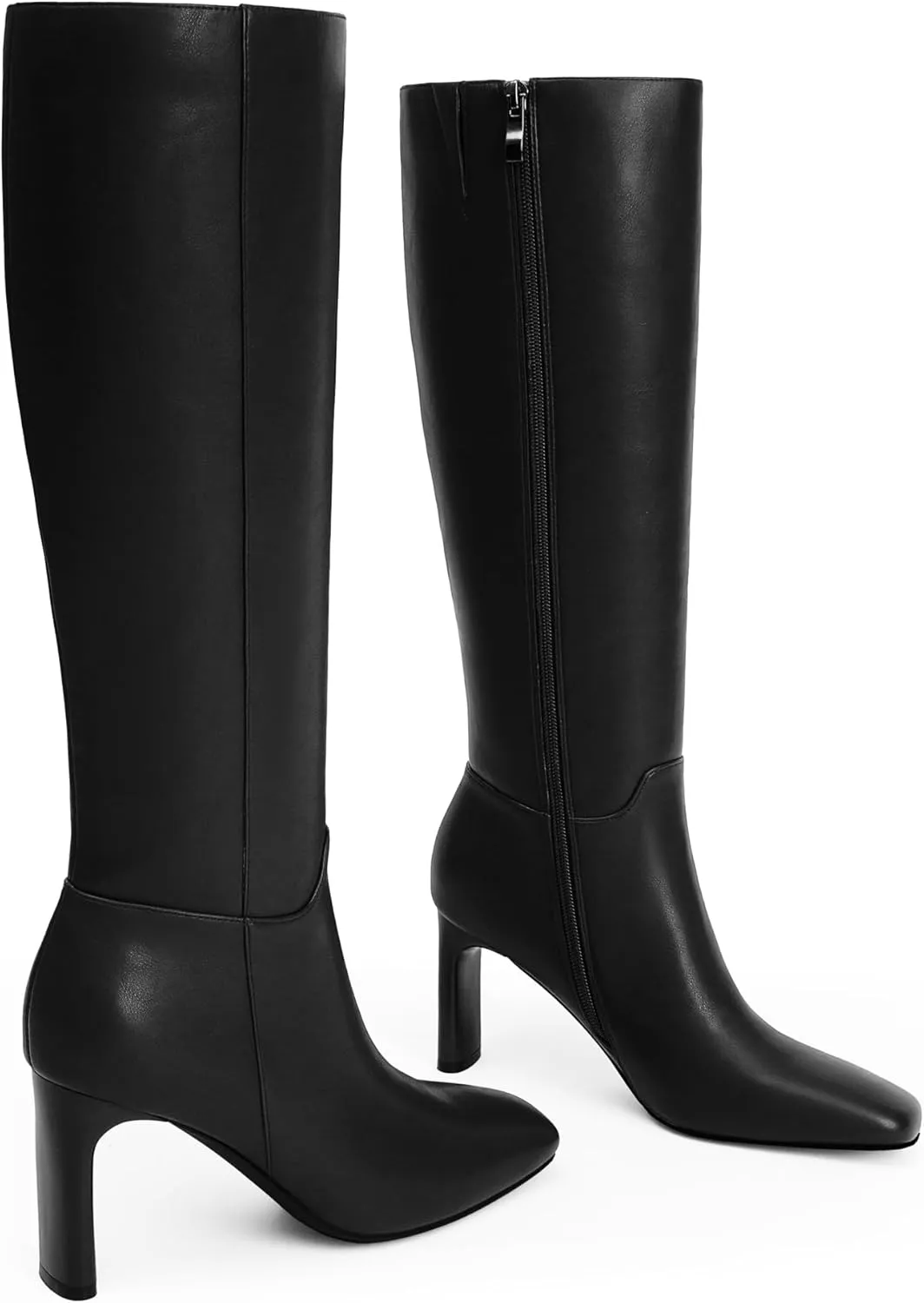 Modatope Knee High Boots for Women Square Toe Chunky Heel Long Tall Fall Boots for Women