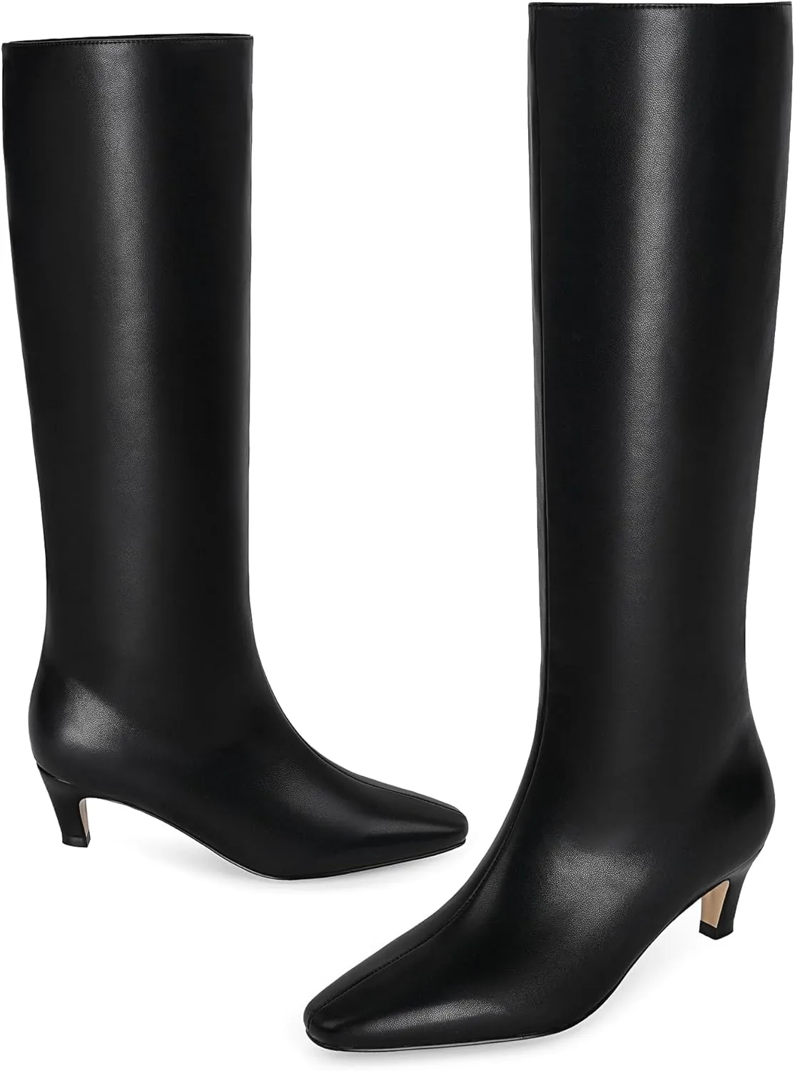 Modatope Knee High Boots Women Square Toe Kitten Heel Tall Boots Womens Fashion Long Boots