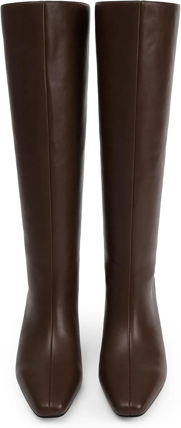 Modatope Knee High Boots Women Square Toe Kitten Heel Tall Boots Womens Fashion Long Boots
