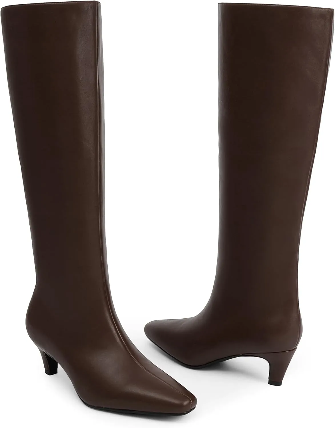 Modatope Knee High Boots Women Square Toe Kitten Heel Tall Boots Womens Fashion Long Boots