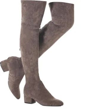 Mtzyoa Thigh High Block Heel Boot Women Pointed Toe Stretch Over The Knee Boots