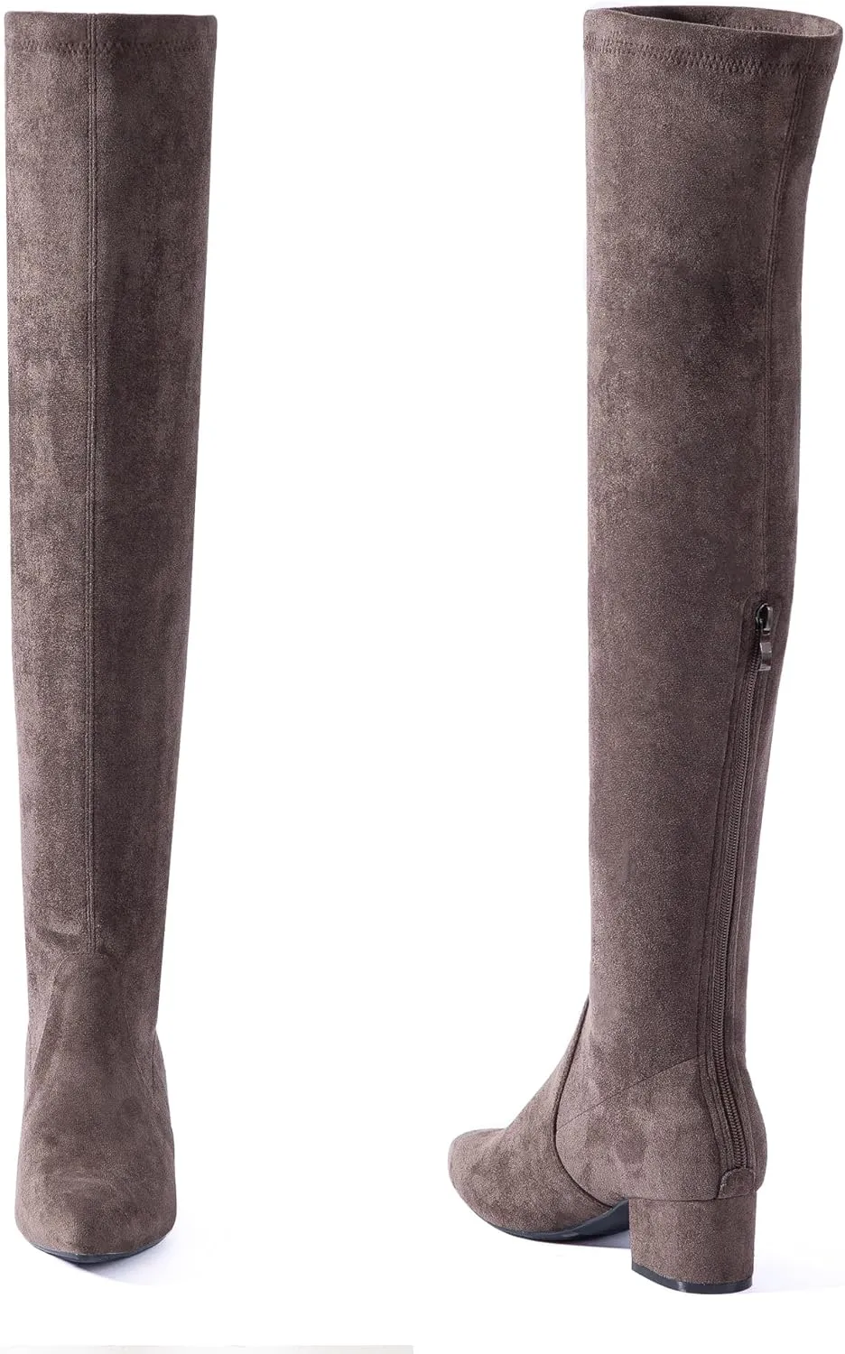 Mtzyoa Thigh High Block Heel Boot Women Pointed Toe Stretch Over The Knee Boots