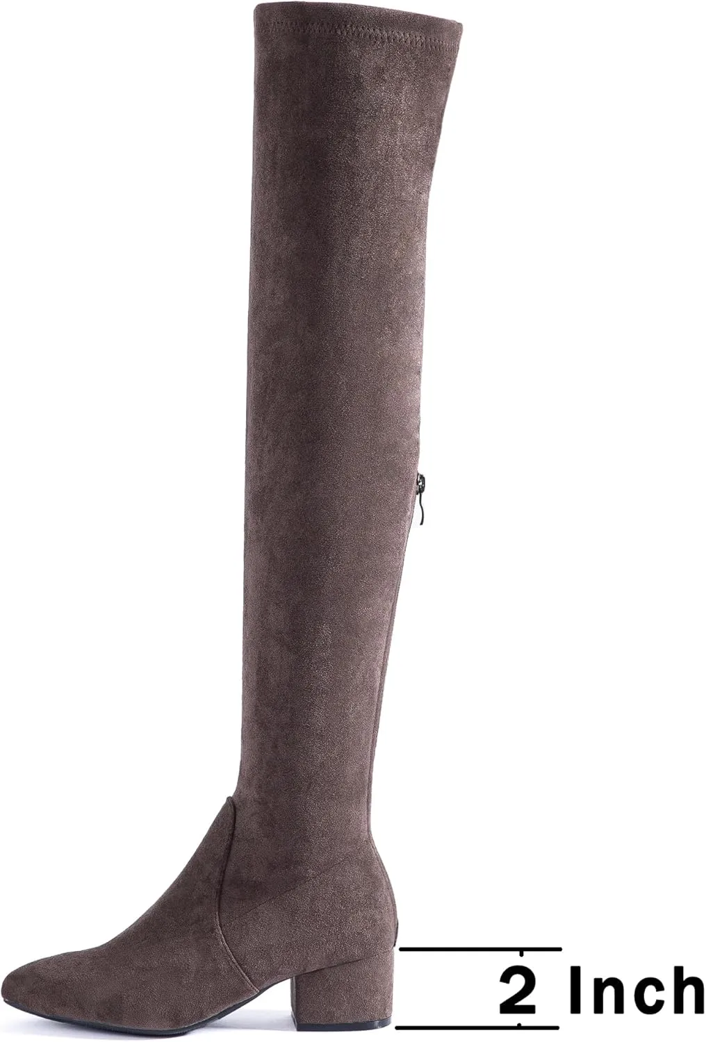 Mtzyoa Thigh High Block Heel Boot Women Pointed Toe Stretch Over The Knee Boots
