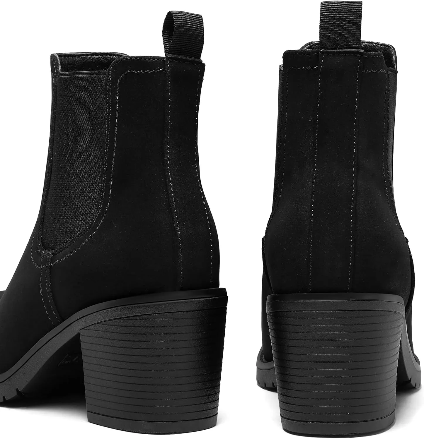 mysoft Women's Ankle Chelsea Boots Slip On Low Chunky Stacked Heel Booties