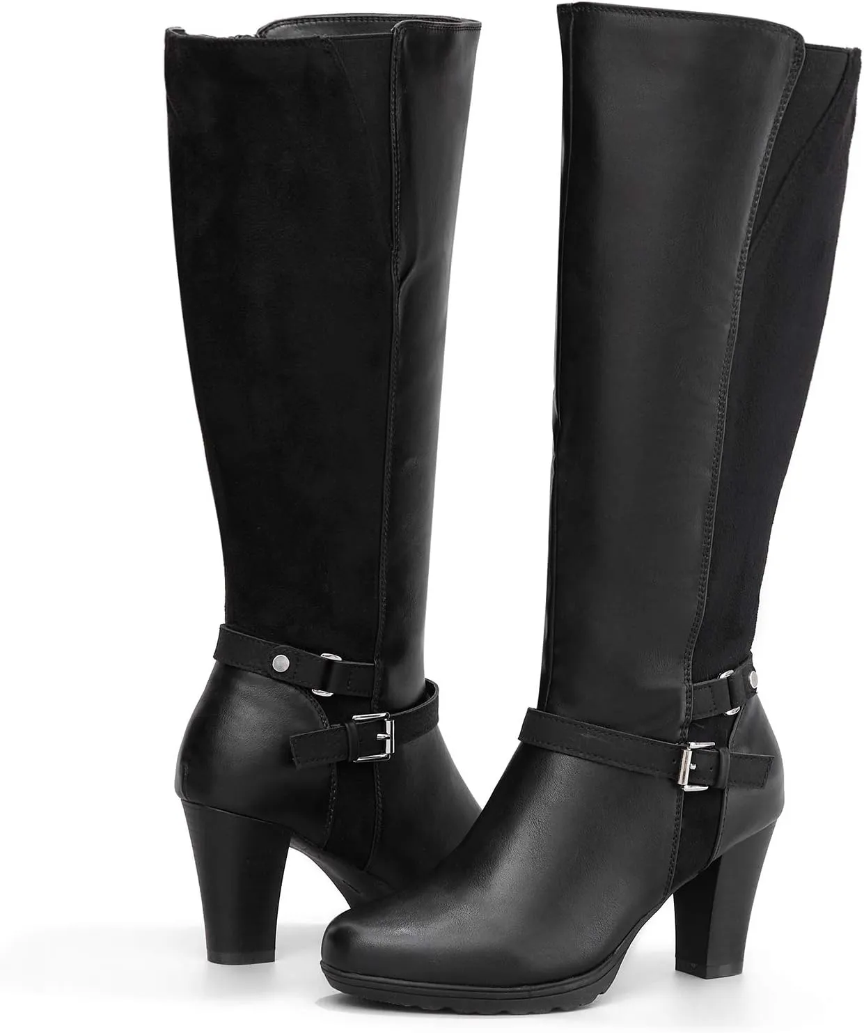 mysoft Women's Knee High Boots Chunky Heel Boots with Zipper