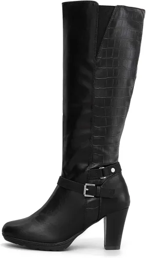 mysoft Women's Knee High Boots Chunky Heel Boots with Zipper