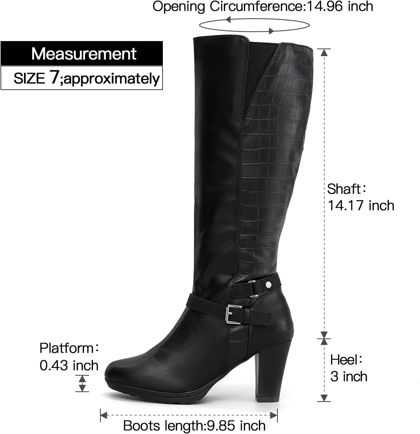 mysoft Women's Knee High Boots Chunky Heel Boots with Zipper