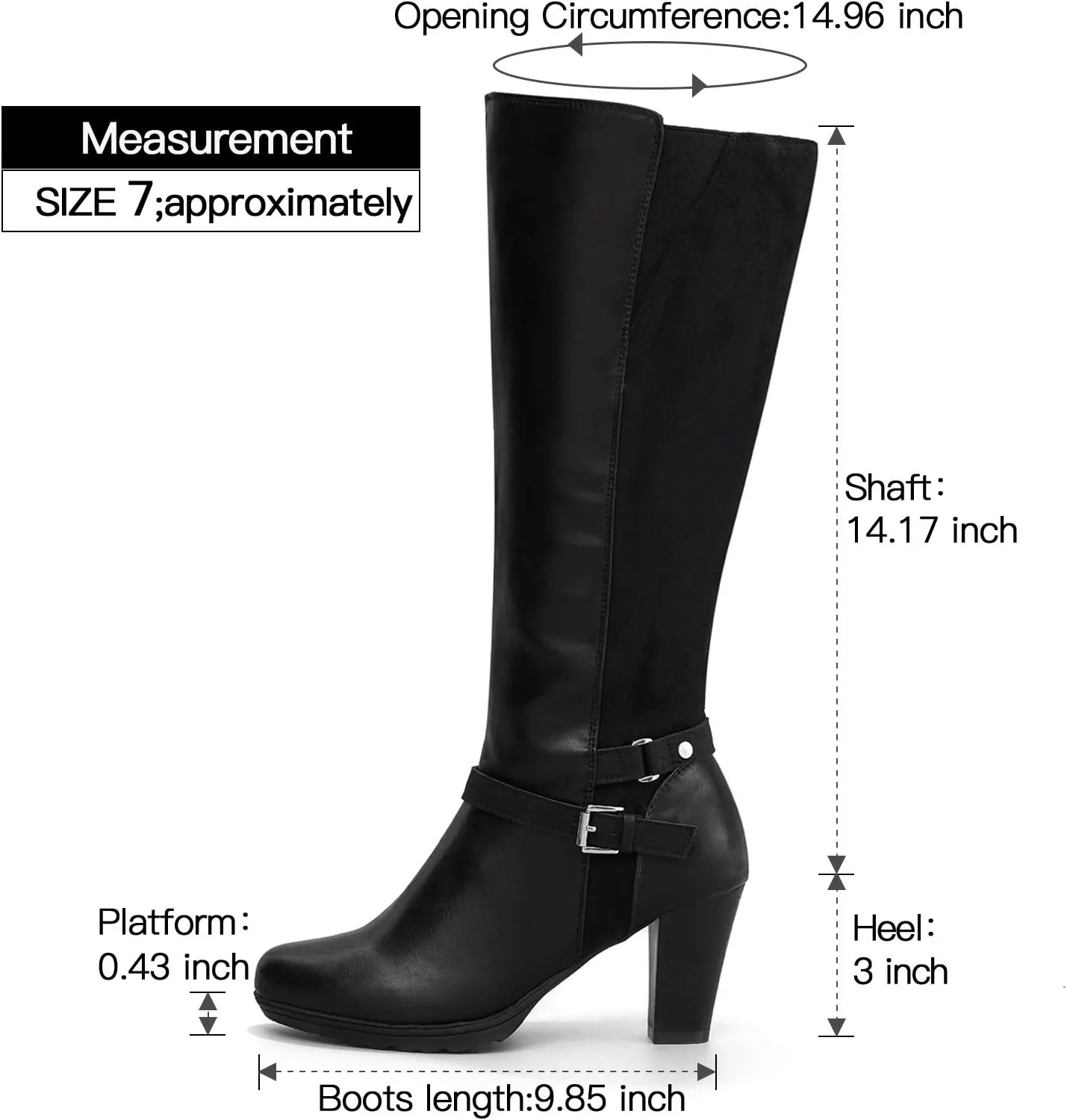 mysoft Women's Knee High Boots Chunky Heel Boots with Zipper