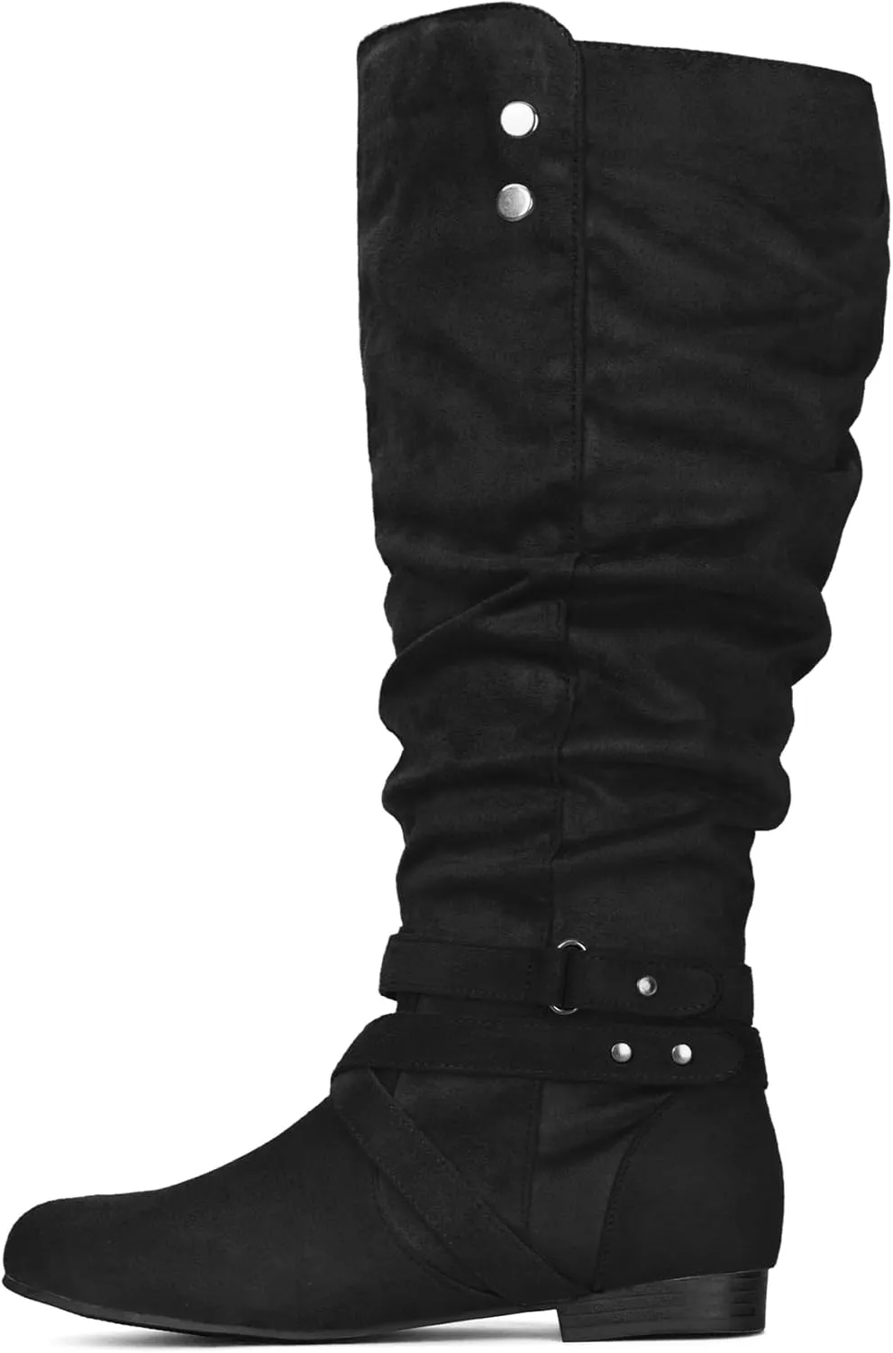 mysoft Women's Wide Calf Knee High Boots Flat Tall Boots with Side Zippers
