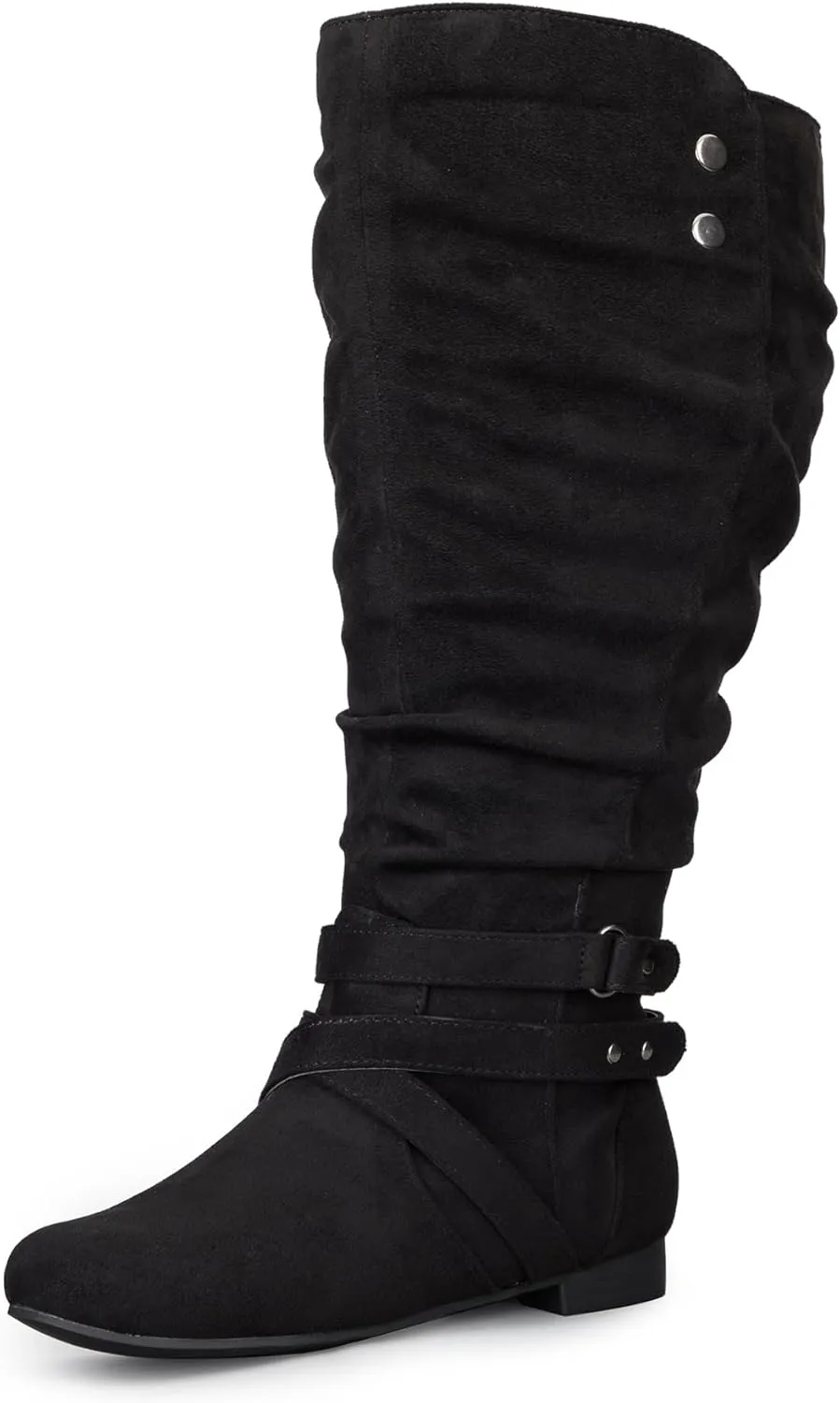 mysoft Women's Wide Calf Knee High Boots Flat Tall Boots with Side Zippers