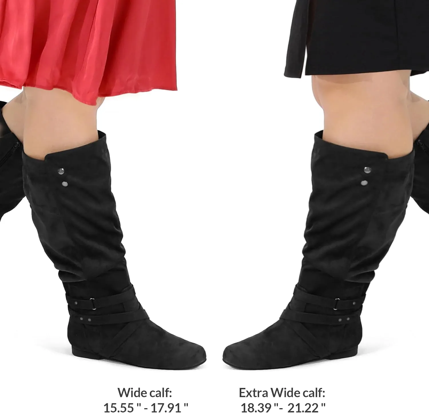 mysoft Women's Wide Calf Knee High Boots Flat Tall Boots with Side Zippers