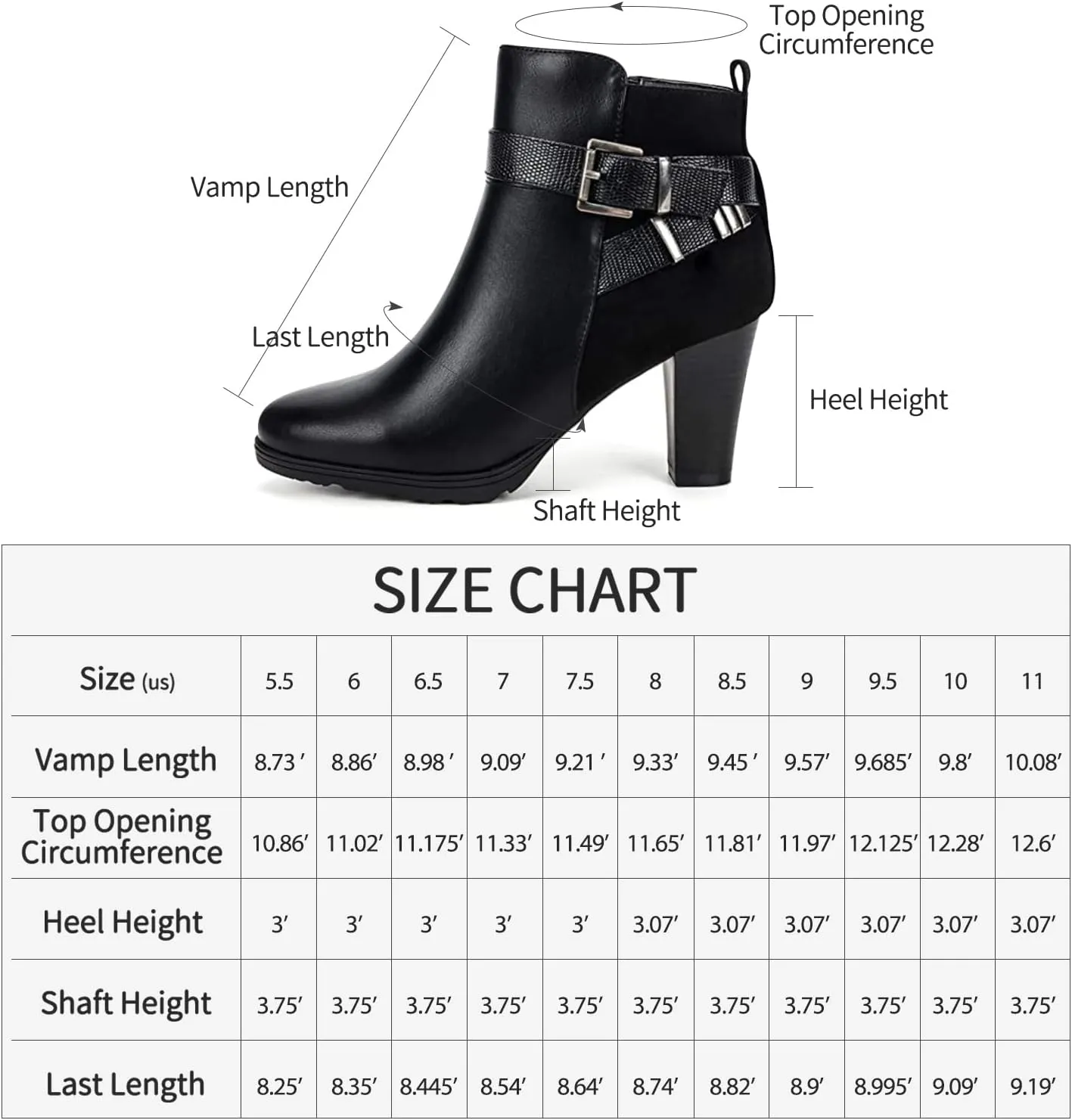 mysoft Women's Zipper Booties Chunky Stacked Heel Ankle Boots Buckle Strap Ankle