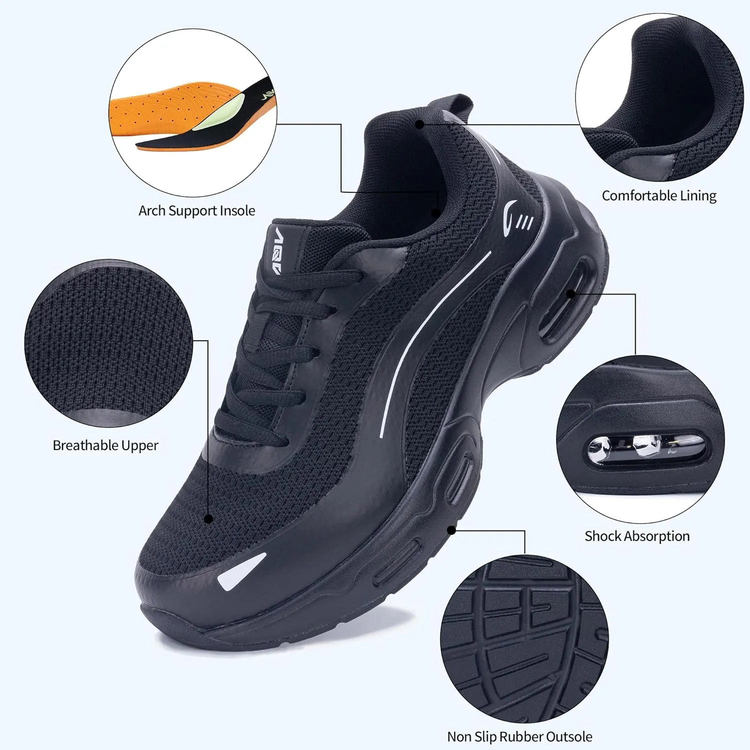 N BESUNEW Womens Walking Shoes for Plantar Fasciitis Arch Support Orthotic Tennis Sneakers Athletic Running Shoes US 6.5-11