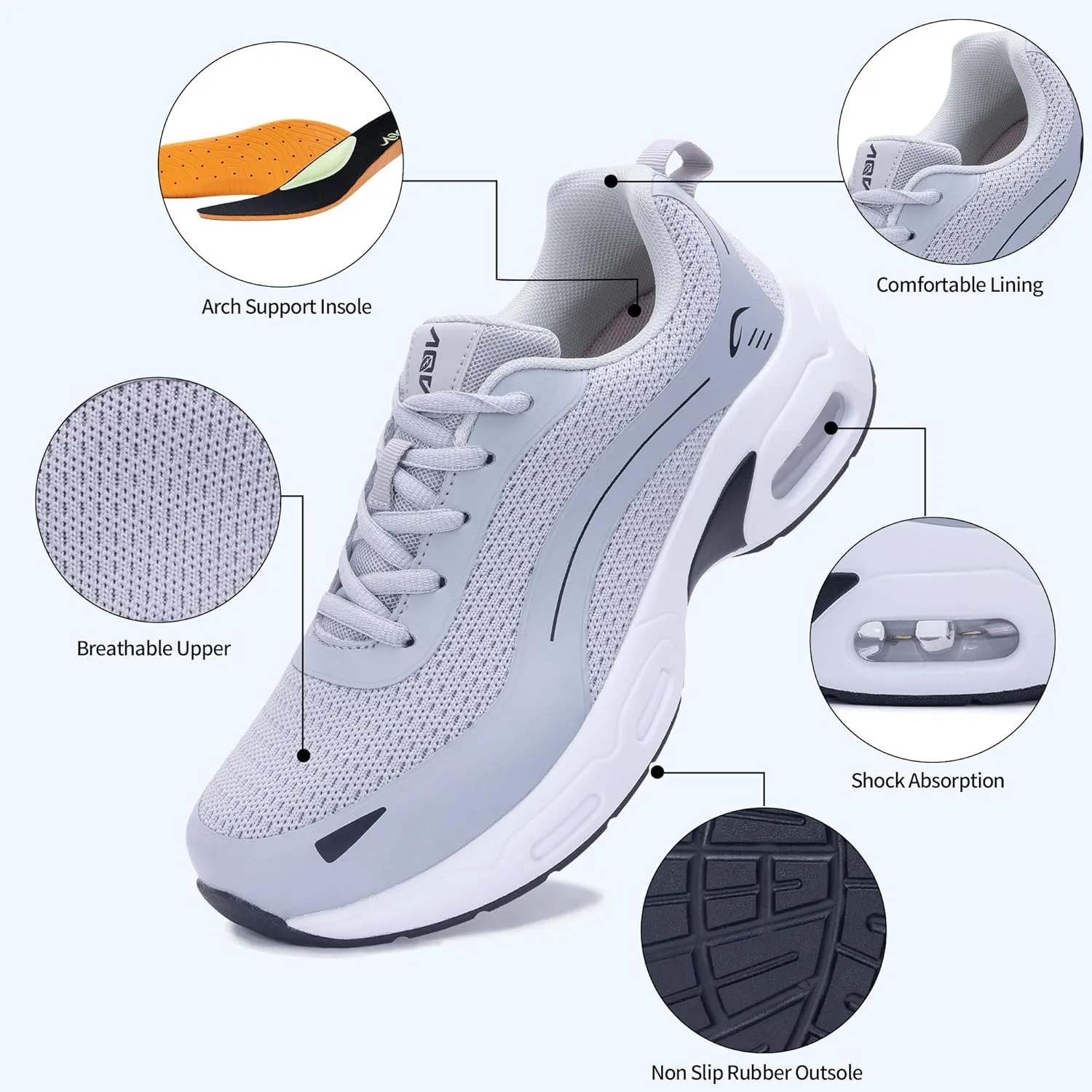 N BESUNEW Womens Walking Shoes for Plantar Fasciitis Arch Support Orthotic Tennis Sneakers Athletic Running Shoes US 6.5-11