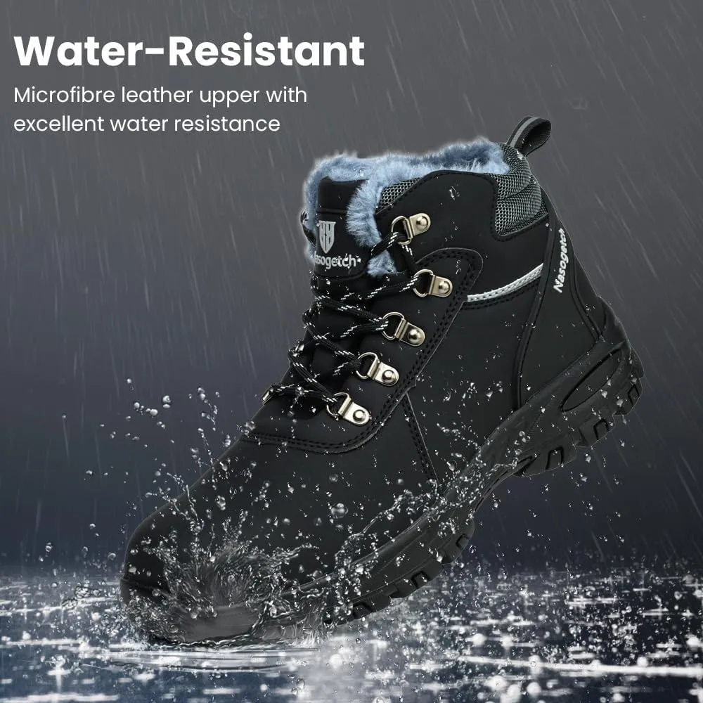 Nasogetch Steel Toe Boots for Men Women Work Boots Comfortable Lightweight Steel Toe Shoes Puncture Proof Non Slip Work Shoes Fleece-Lined