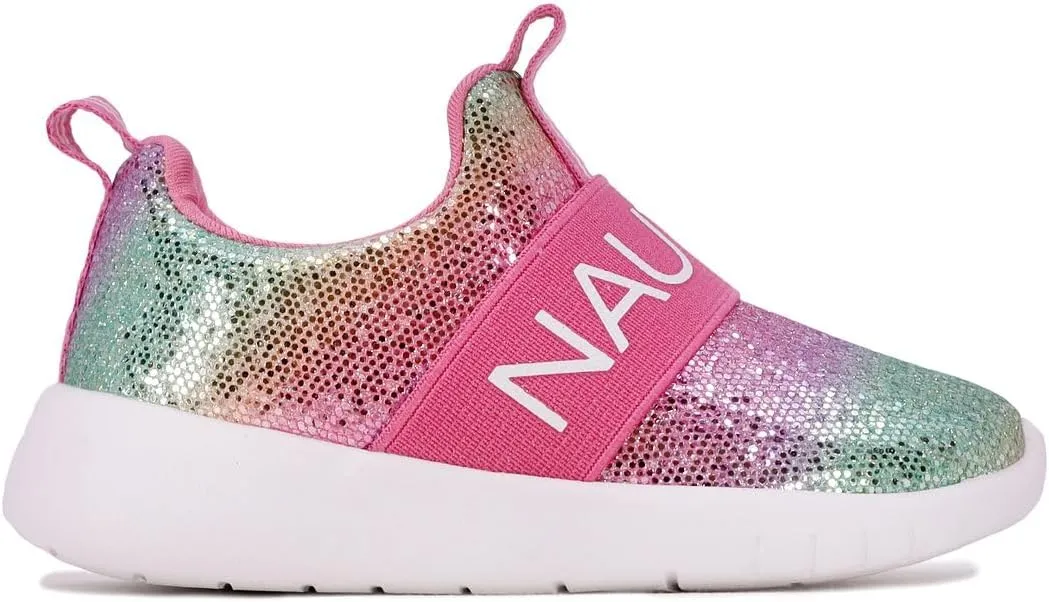 Nautica Girls' Slip-On Sneaker - Athletic Running Kids' Shoe for Walking, Running, Tennis, and Sports (Toddler/Little Kid)