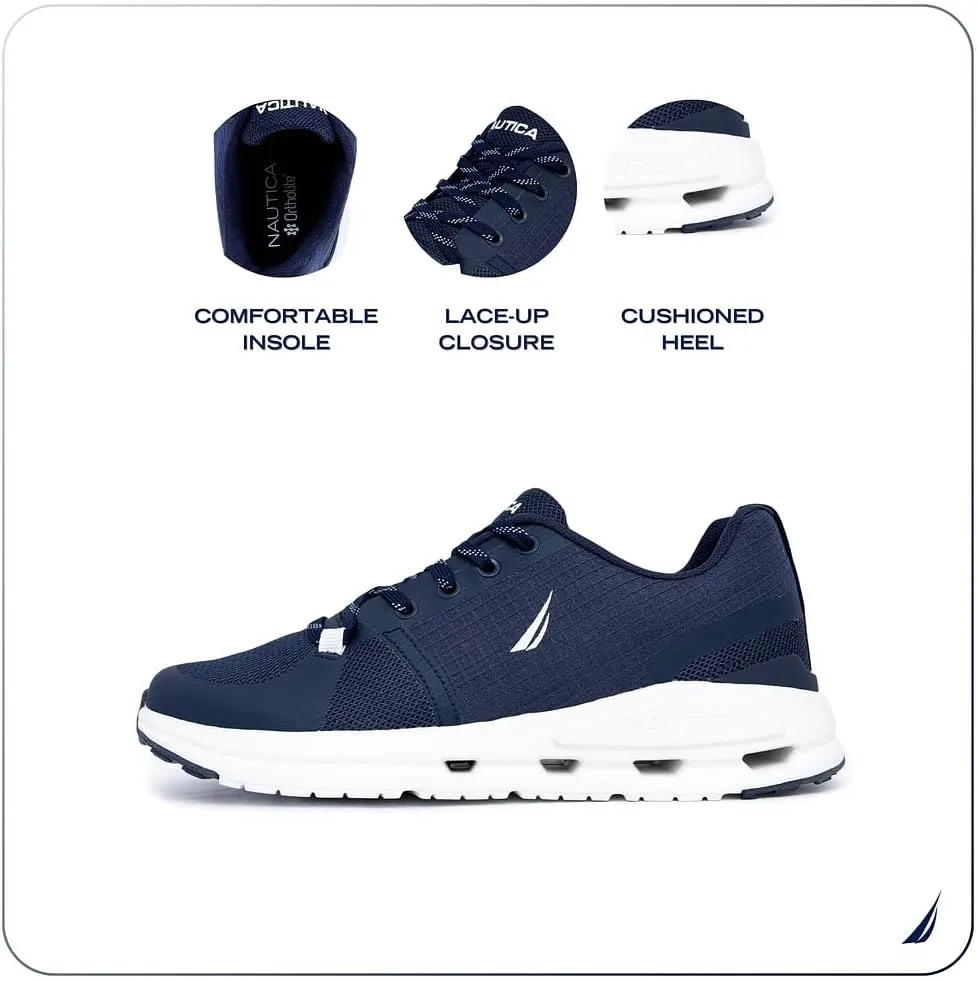 Nautica Mens Running Sneakers Sport Fashion Lace-Up Athletic Soft Shoes for Gym Tennis Men – Cushioned, Breathable, Lightweight & Comfortable