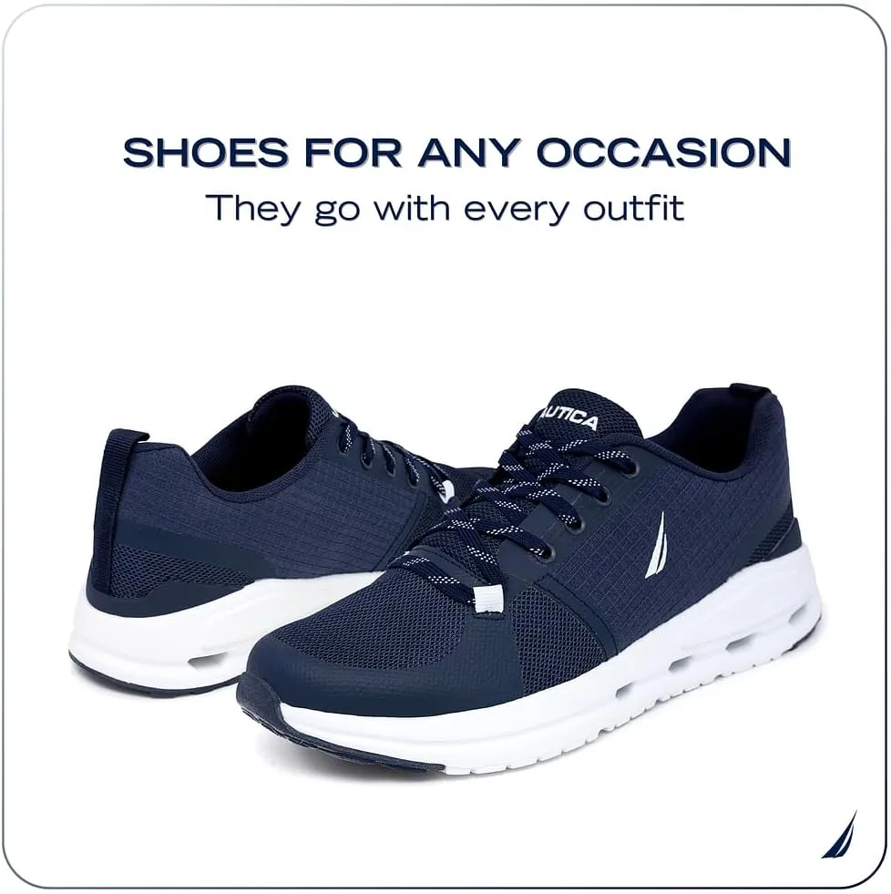 Nautica Mens Running Sneakers Sport Fashion Lace-Up Athletic Soft Shoes for Gym Tennis Men – Cushioned, Breathable, Lightweight & Comfortable
