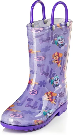 Nickelodeon Paw Patrol Girls' Waterproof PVC Rain Boots with Easy-On Handles – Toddler & Little Kid Sizes