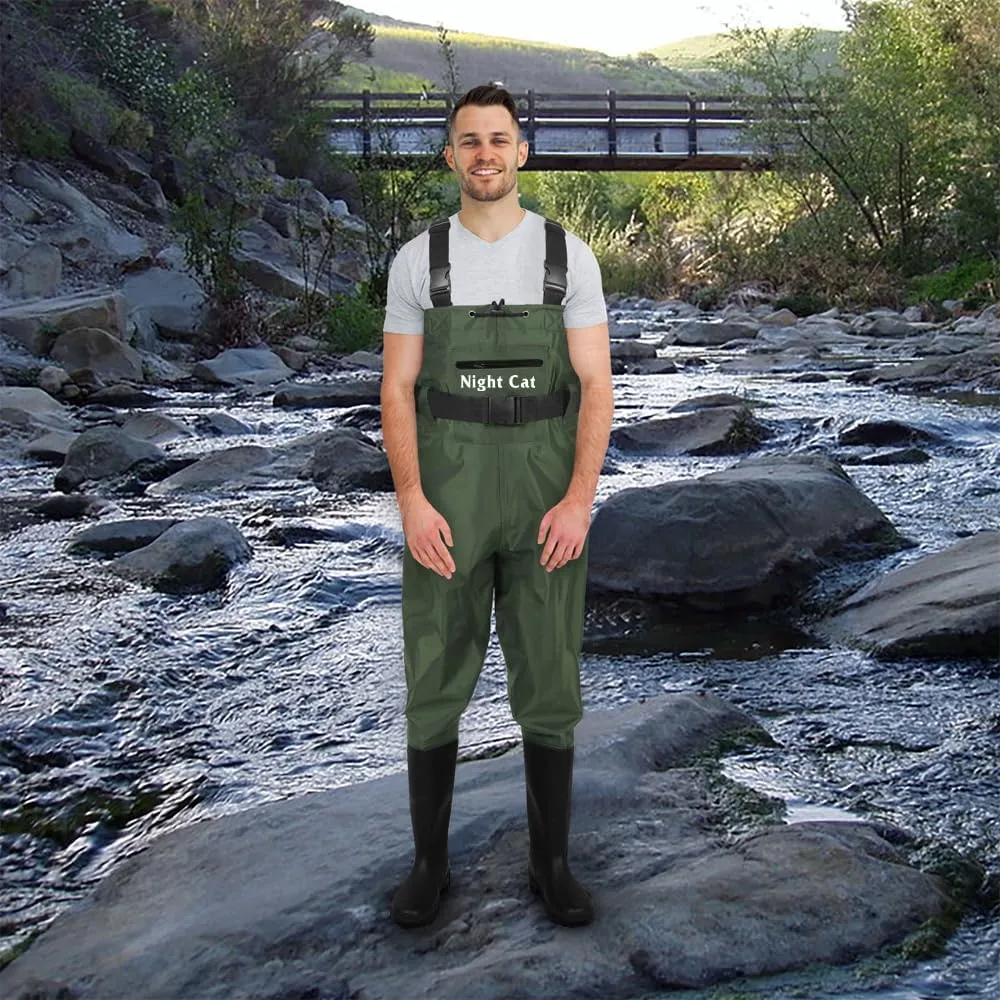 Night Cat Fishing Waders for Men Women Waterproof Hunting Chest Wader with Bootfoot Belt Breathable Lightweight Size 6 to 14